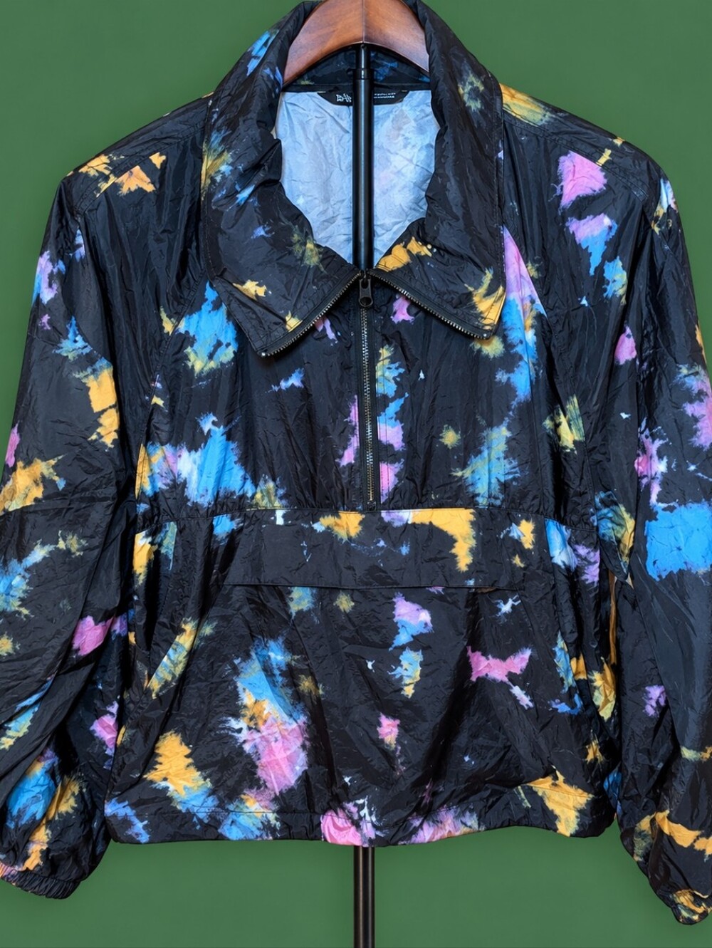 Zara Packable Lightweight Windbreaker Jacket Tie Dye Fold Into Waist Pack Size M